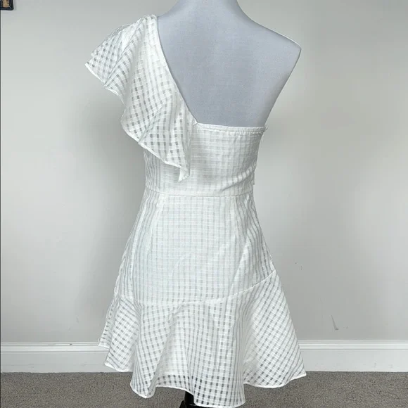 SHEIN One-Shoulder White Checkered Dress Sz XS - Picture 6 of 7